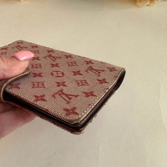 AUTH Louis Vuitton LV Diary Agenda PM Red Pink Monogram Mini Lin